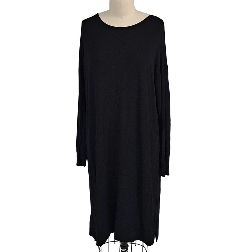 Eileen Fisher black knee length easy dress Sz M